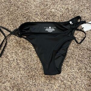 Black Lace Up Bikini Bottoms